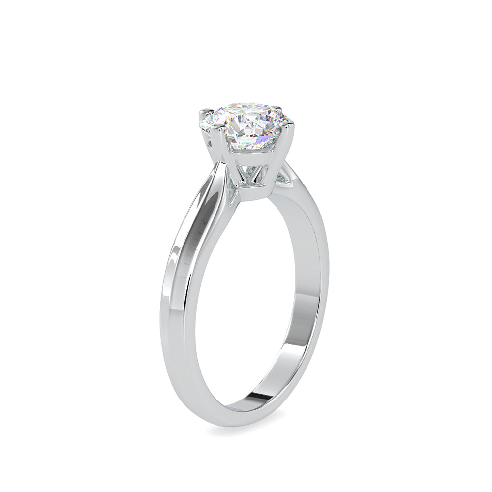 round cut solitaire lab-grown diamond ring in white gold