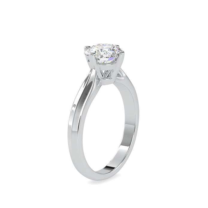 round cut solitaire lab-grown diamond ring in white gold