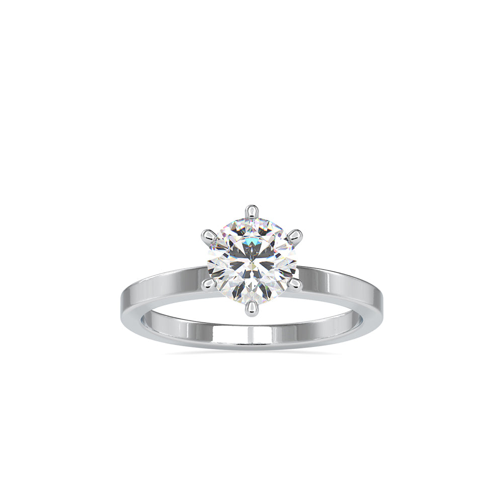 round cut solitaire lab-grown diamond ring in white gold