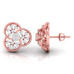 floral round diamond stud earrings in rose gold