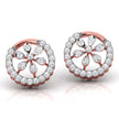 floral round diamond stud earrings in rose gold