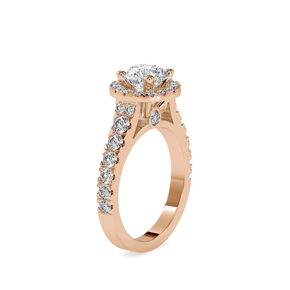 round halo lab-grown diamond ring in rose gold