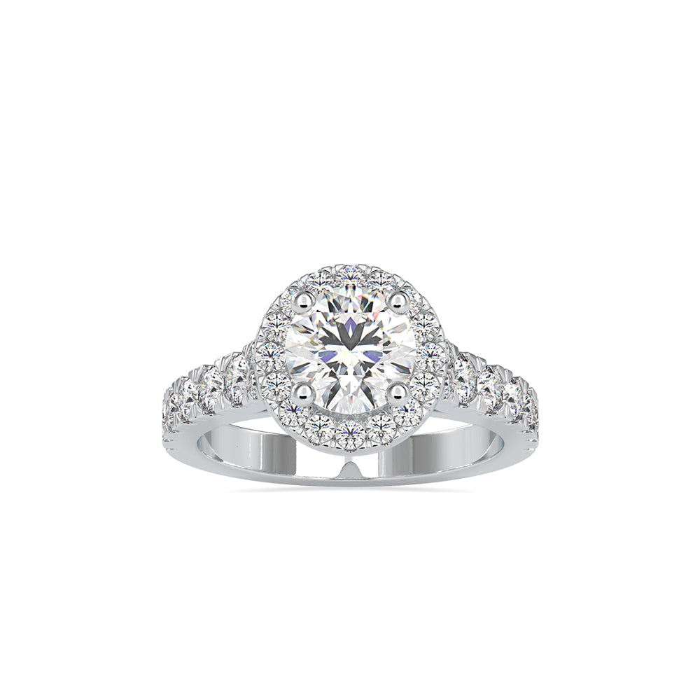 round halo lab-grown diamond ring in white gold