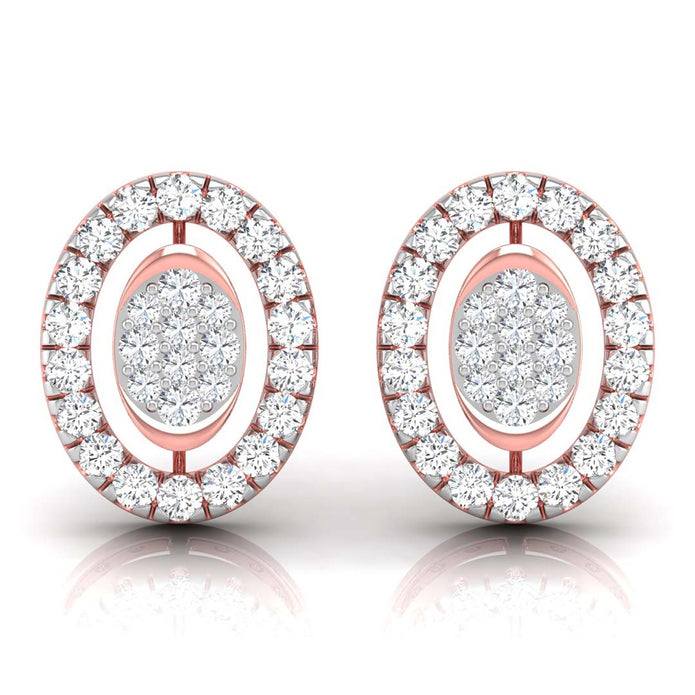 round diamond stud earrings in rose gold
