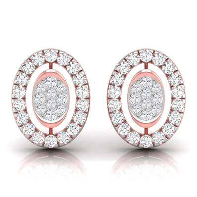 round diamond stud earrings in rose gold