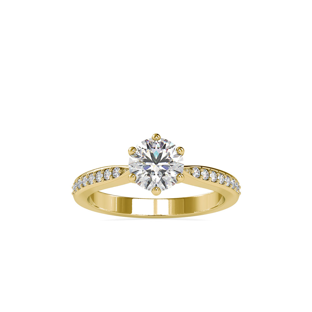 round solitaire lab-grown diamond ring in yellow gold