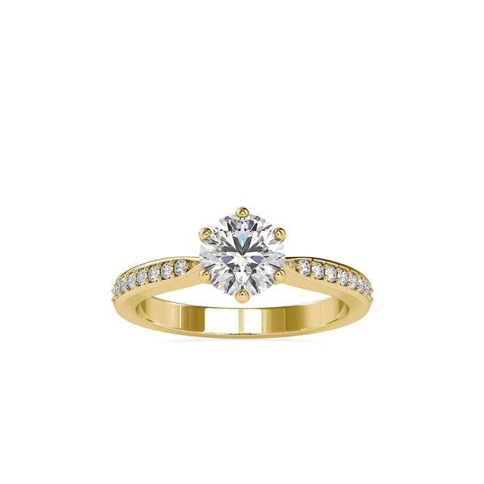 round solitaire lab-grown diamond ring in yellow gold