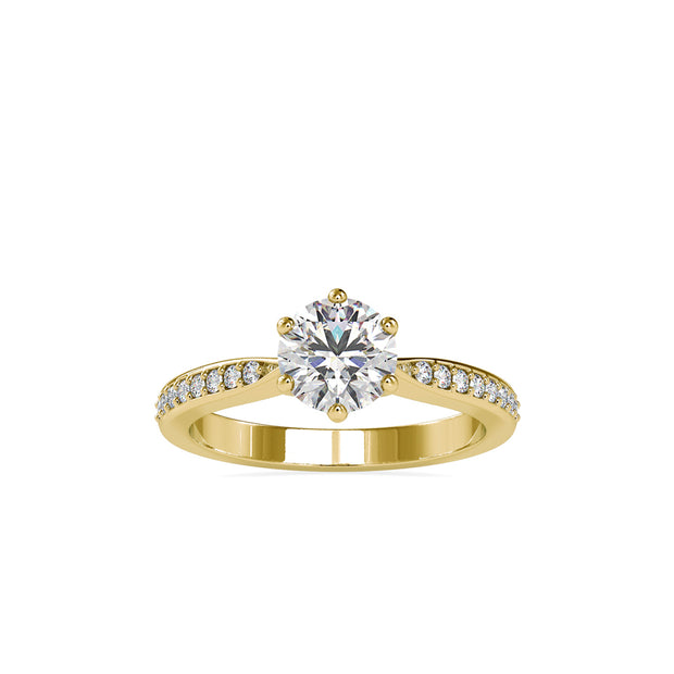 round solitaire lab-grown diamond ring in yellow gold