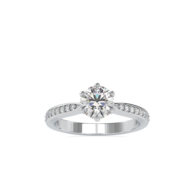 round solitaire lab-grown diamond ring in white gold