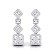 round diamond dangler earrings in white gold