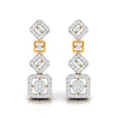 round diamond dangler earrings in yellow gold