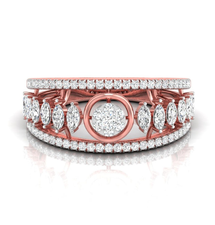 round and marquise cut lab-grown diamond band in rose gold