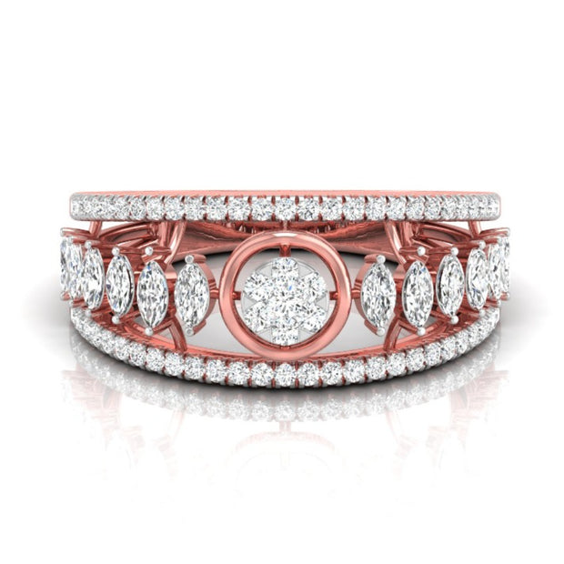 round and marquise cut lab-grown diamond band in rose gold