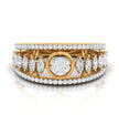 round and marquise cut lab-grown diamond band in yellow gold