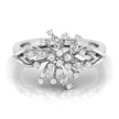 round and pear cut cluster cocktail diamond ring in white gold