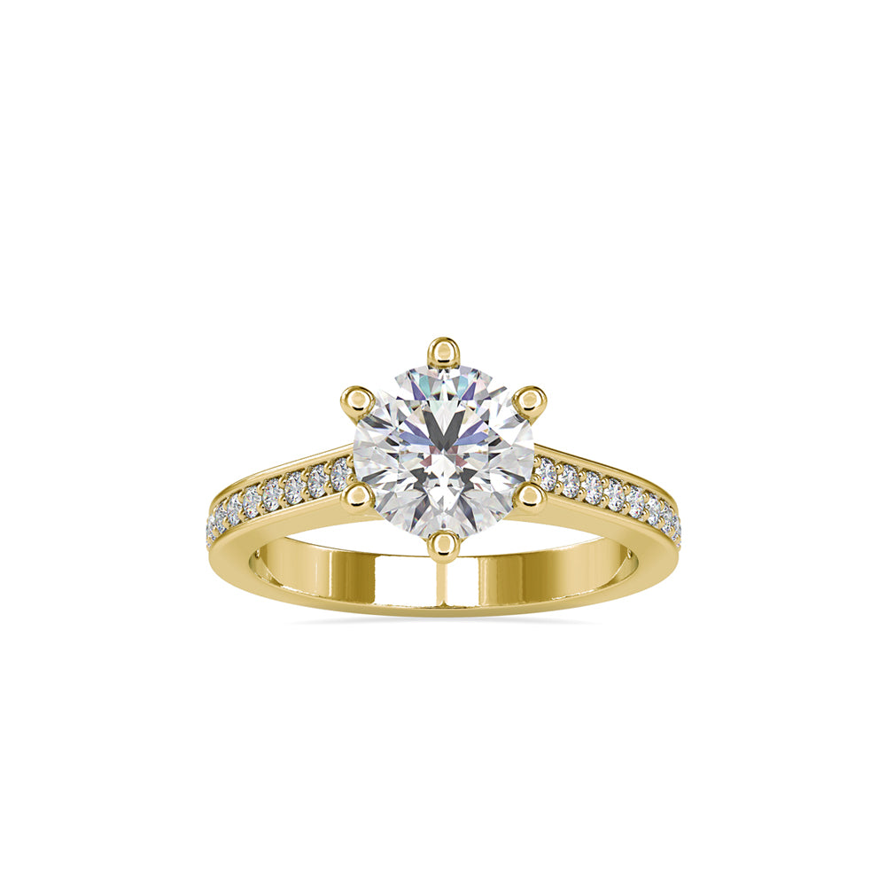 round prong lab-grown diamond ring in yellow gold