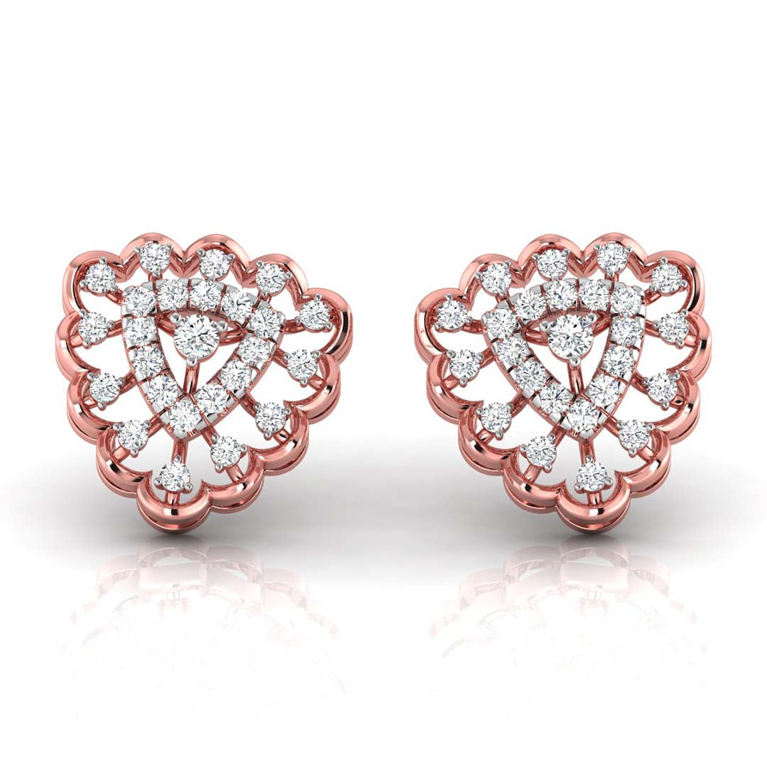 round diamond stud earrings in rose gold