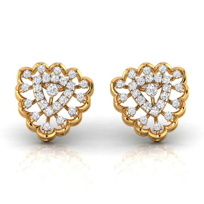 round diamond stud earrings in yellow gold