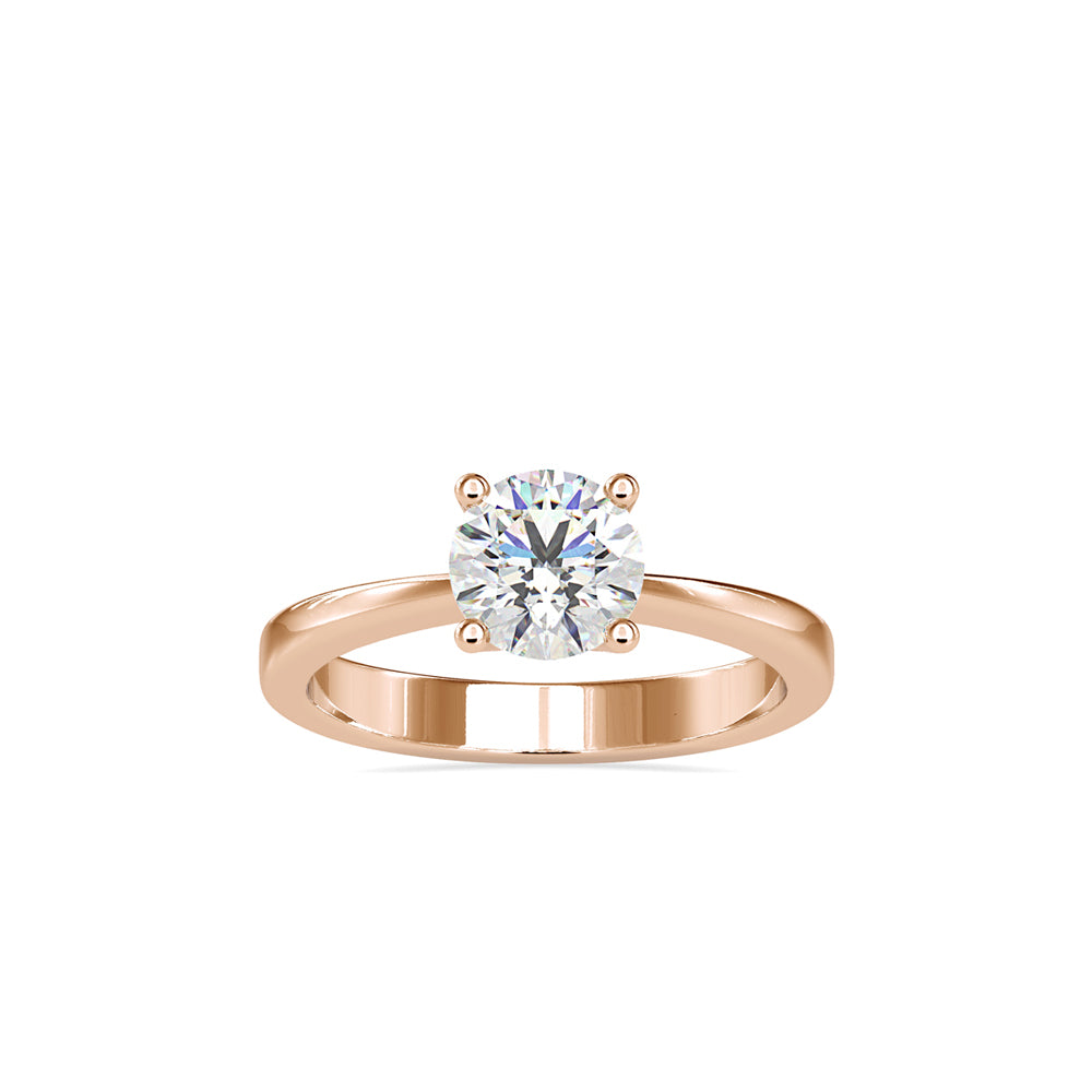 round cut prong solitaire lab-grown diamond ring in rose gold