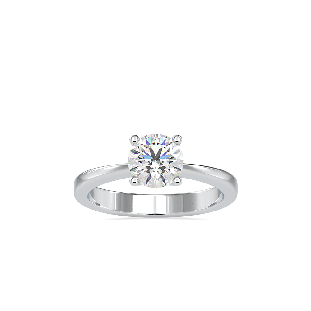 round cut prong solitaire lab-grown diamond ring in white gold