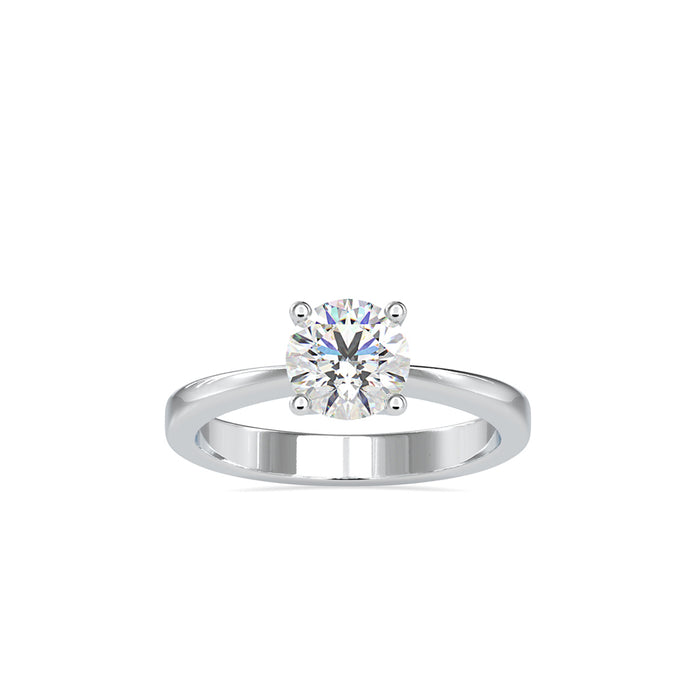 round cut prong solitaire lab-grown diamond ring in white gold