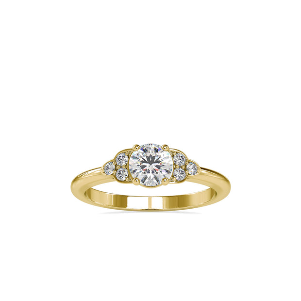 round solitaire lab-grown diamond ring in yellow gold