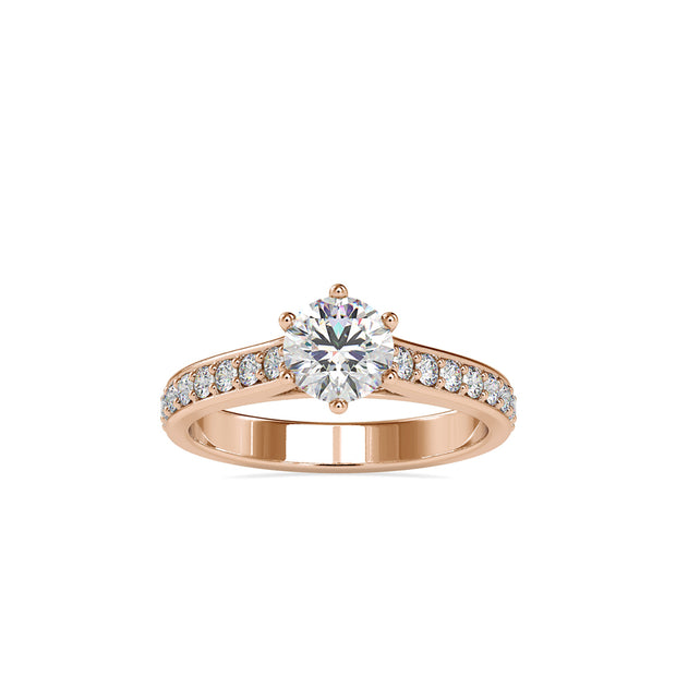round solitaire lab-grown diamond ring in rose gold