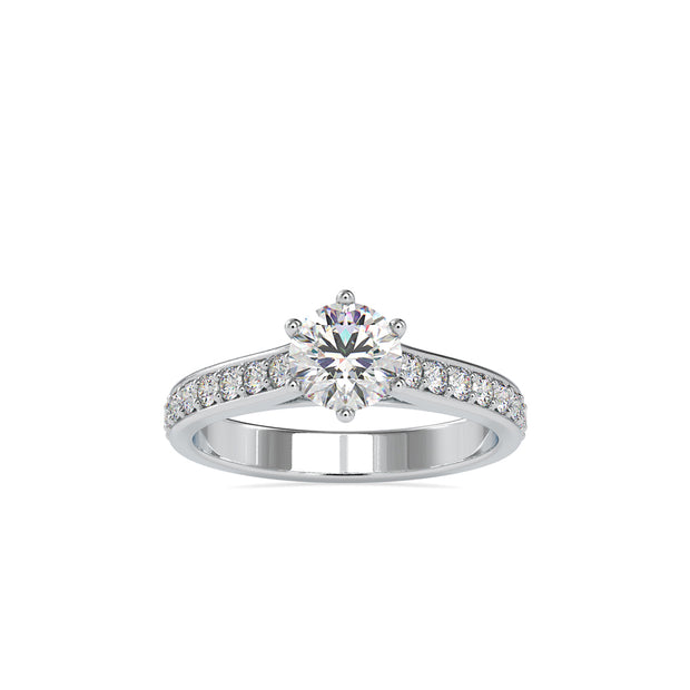round solitaire lab-grown diamond ring in white gold