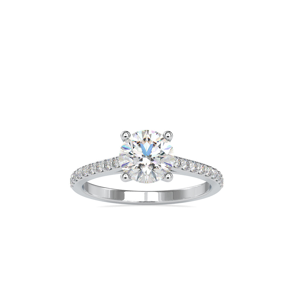 round solitaire lab-grown diamond ring in white gold