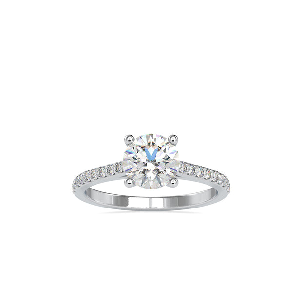 round solitaire lab-grown diamond ring in white gold