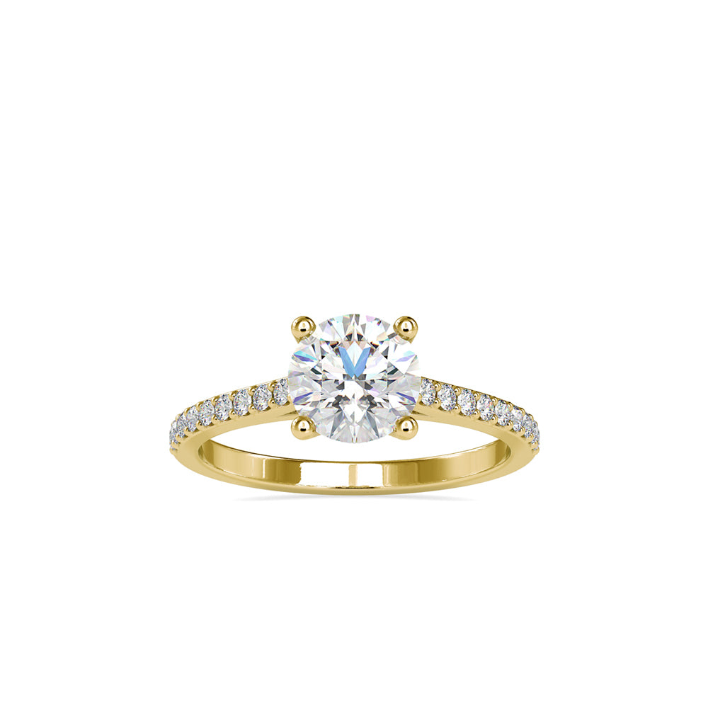 round solitaire lab-grown diamond ring in yellow gold