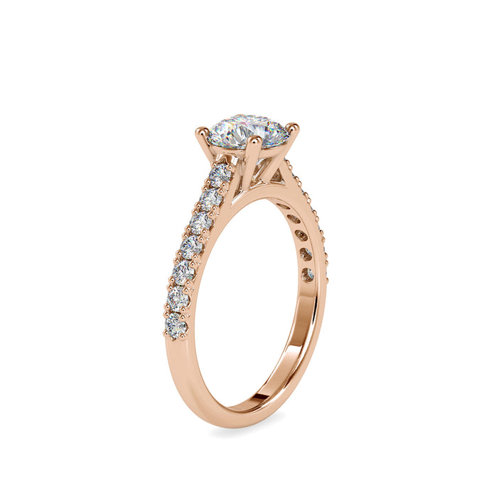 round solitaire lab-grown diamond ring in rose gold