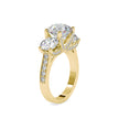 round cut three stone lab-grown diamond ring in rose gold