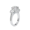 round cut three stone lab-grown diamond ring in white gold