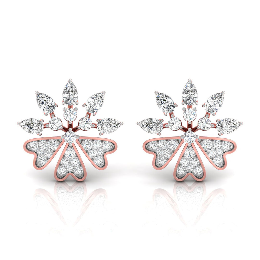 0.48Ct Floral Shape Cluster Lab-Grown Diamond Gold Stud Earrings