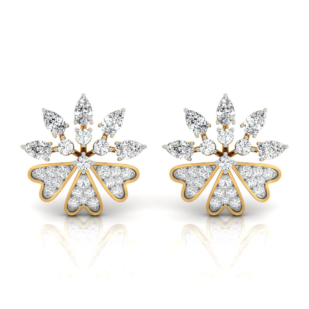 0.48Ct Floral Shape Cluster Lab-Grown Diamond Gold Stud Earrings
