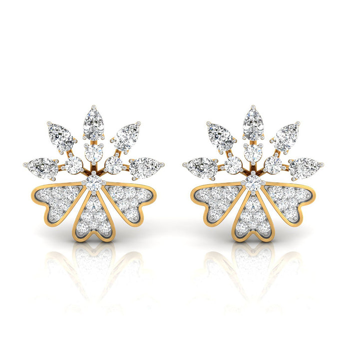 0.48Ct Floral Shape Cluster Lab-Grown Diamond Gold Stud Earrings