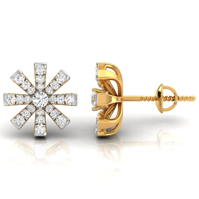 0.33Ct Snowflake Style Prong Set Lab-Grown Diamond Gold Stud Earrings