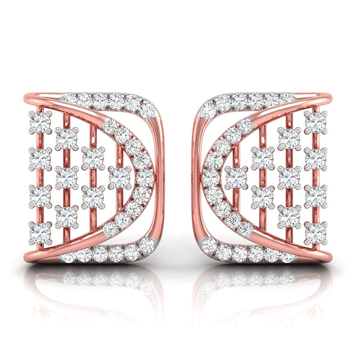 0.25Ct Square Shape Design Prong Set Lab-Grown Diamond Gold Stud Earrings