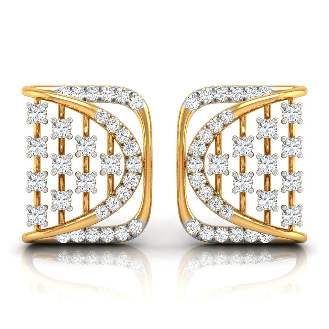 0.25Ct Square Shape Design Prong Set Lab-Grown Diamond Gold Stud Earrings