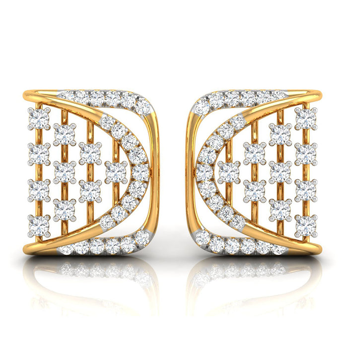 0.25Ct Square Shape Design Prong Set Lab-Grown Diamond Gold Stud Earrings