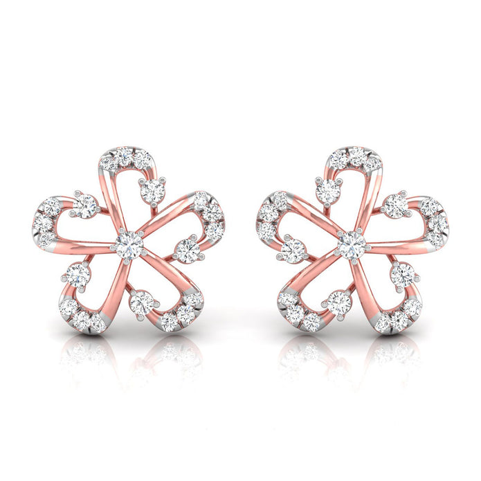 0.19Ct Flower Design Prong Set Lab-Grown Diamond Gold Stud Earrings