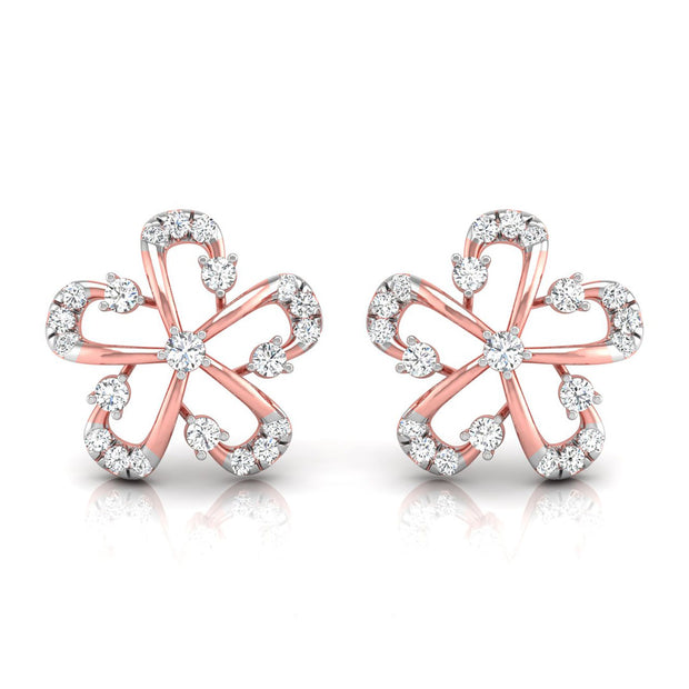 0.19Ct Flower Design Prong Set Lab-Grown Diamond Gold Stud Earrings