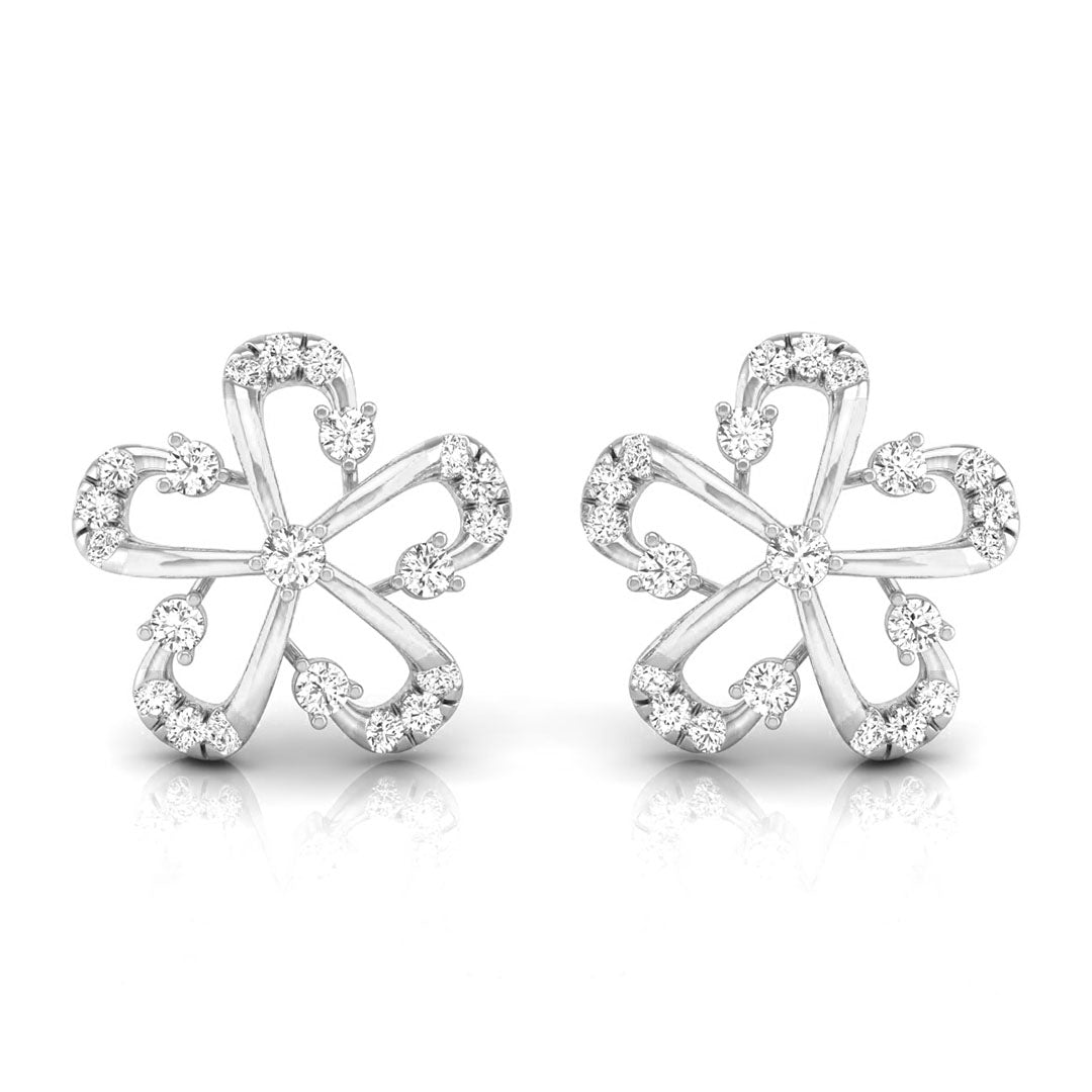 0.19Ct Flower Design Prong Set Lab-Grown Diamond Gold Stud Earrings