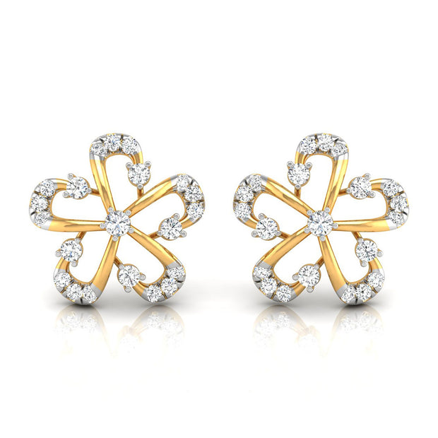 0.19Ct Flower Design Prong Set Lab-Grown Diamond Gold Stud Earrings