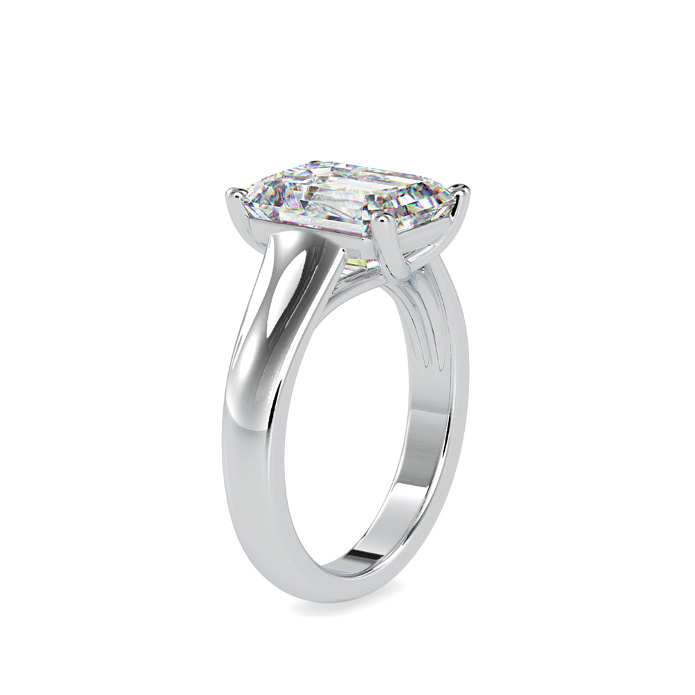 emerald cut solitaire lab-grown diamond ring in white gold