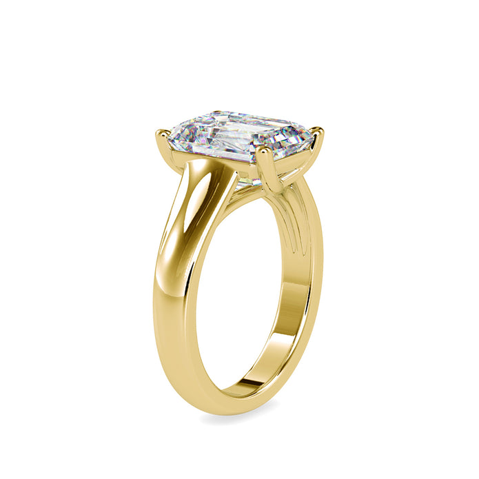 emerald cut solitaire lab-grown diamond ring in yellow gold