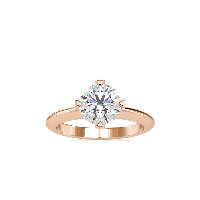 round cut solitaire lab-grown diamond ring in rose gold