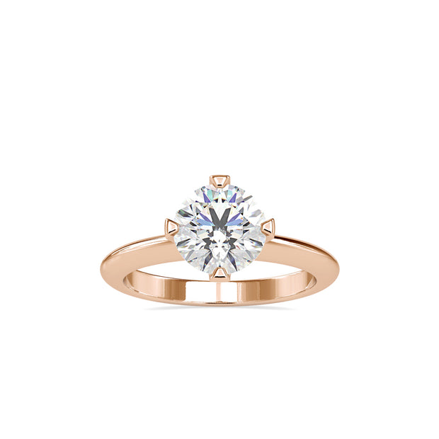 round cut solitaire lab-grown diamond ring in rose gold