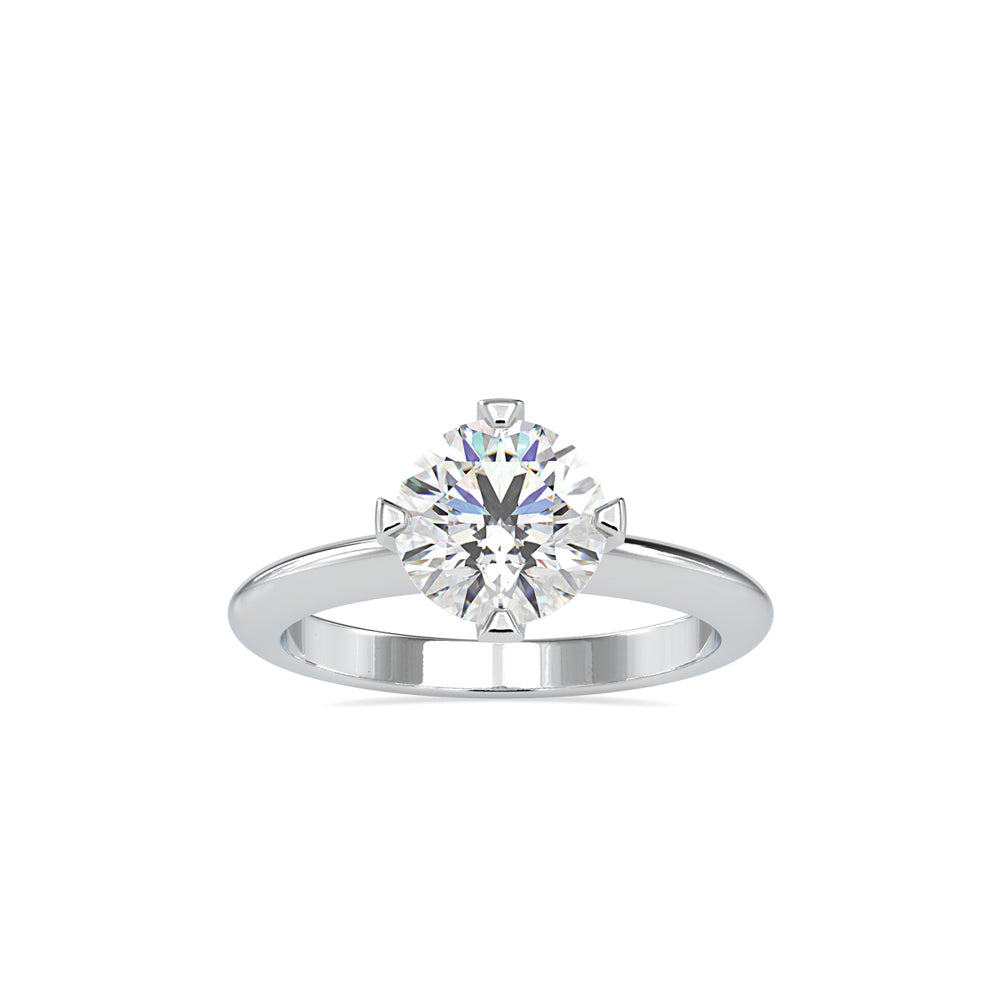 round cut solitaire lab-grown diamond ring in white gold